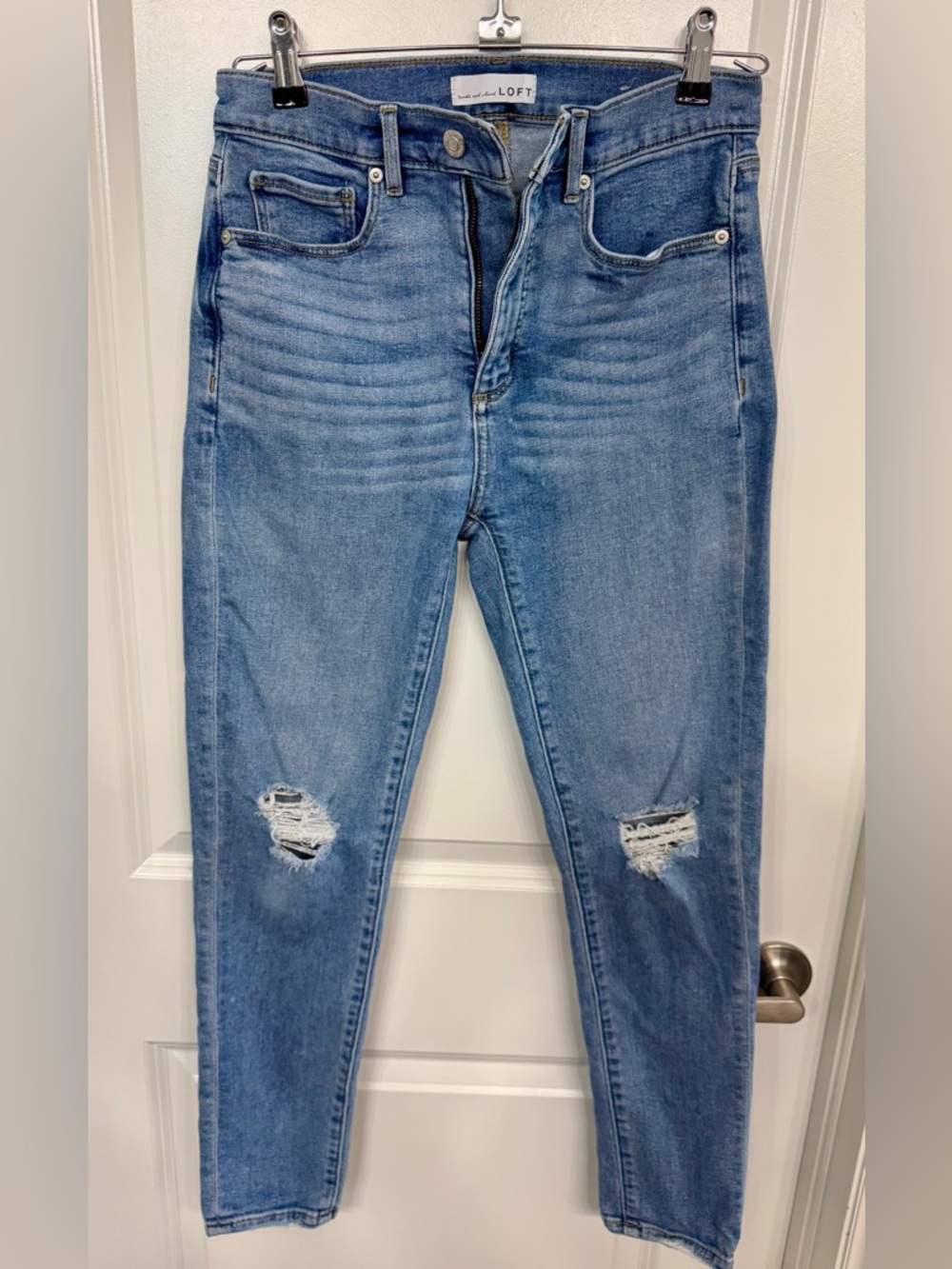 LOFT Light Blue Distressed Skinny Jeans